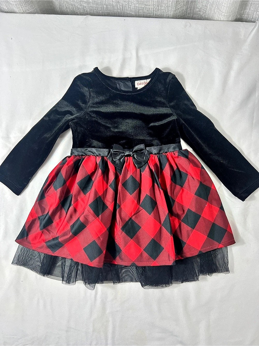 Wonder Nation Baby Plaid Party Dress Size 12M Like New
